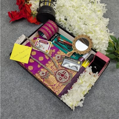 Picture of Premium Silk Katan Saree Combo Set - Purple