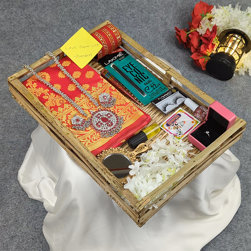 Picture of Premium Silk Katan Saree Combo Set - Red