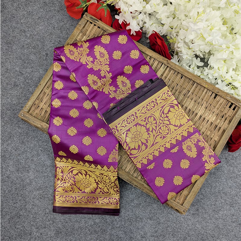 Picture of Premium Silk Katan Saree Combo Set - Purple