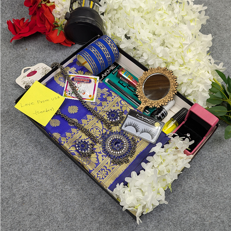 Picture of Premium Silk Katan Saree Combo Set - Blue