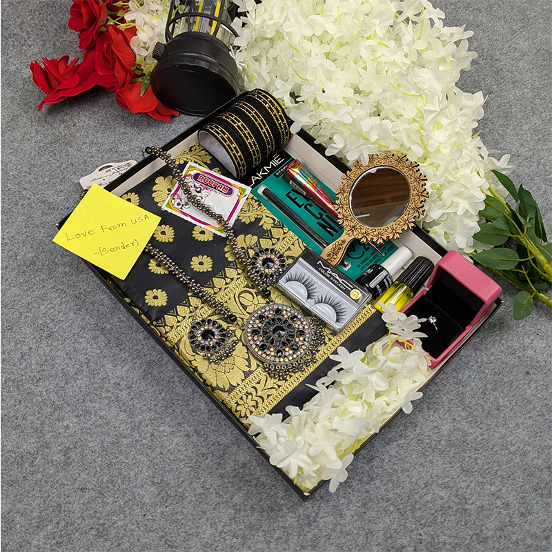 Picture of Premium Silk Katan Saree Combo Set - Black