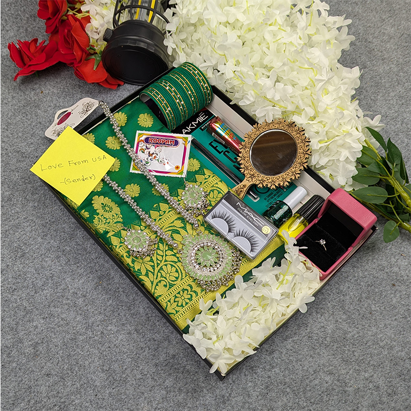Picture of Premium Silk Katan Saree Combo Set - Green