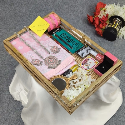 Picture of Premium Silk Katan Saree Combo Set - Light Pink