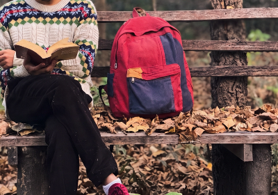 Picture of Casual Contrast Color Canvas Backpack - Red