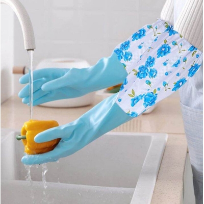 Picture of High Quality Silicone Kitchen Hand Gloves for Dish Washing - 1 Pair (2 pcs) - Multicolor