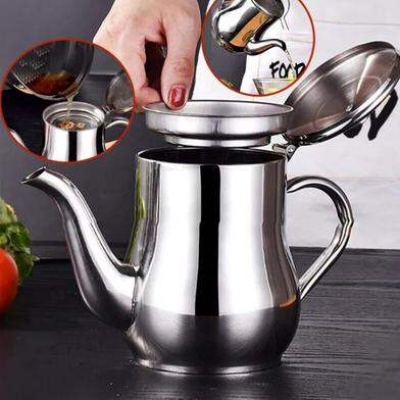 Picture of Stainless Steel Oil Bottle with Large Capacity – Oil Pot, Soy Sauce, Vinegar, and Coffee Container - Multicolor