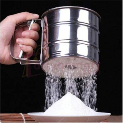 Picture of Stainless Steel Flour Sifter Fine Mesh Powder Flour Sieve Icing Sugar Manual Sieve Cup Home Kitchen Gadget Baking Pastry Tools - Silver