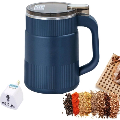Picture of Household Small Powder Grinding Machine, Electric Mini Spice Grinder Add 5 Blades, 304 Stainless Steel Grinding Fine Powder for All Kinds of Grains, Condiments, Coffee Beans (Blue) By Win Accessories - Multicolor