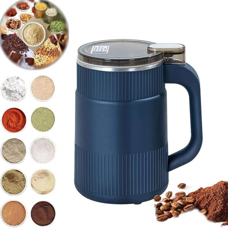 Picture of Household Small Powder Grinding Machine, Electric Mini Spice Grinder Add 5 Blades, 304 Stainless Steel Grinding Fine Powder for All Kinds of Grains, Condiments, Coffee Beans (Blue) By Win Accessories - Multicolor