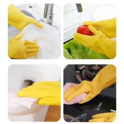 Picture of Silicone Durable and Flexible Hand Kitchen Gloves - Yellow
