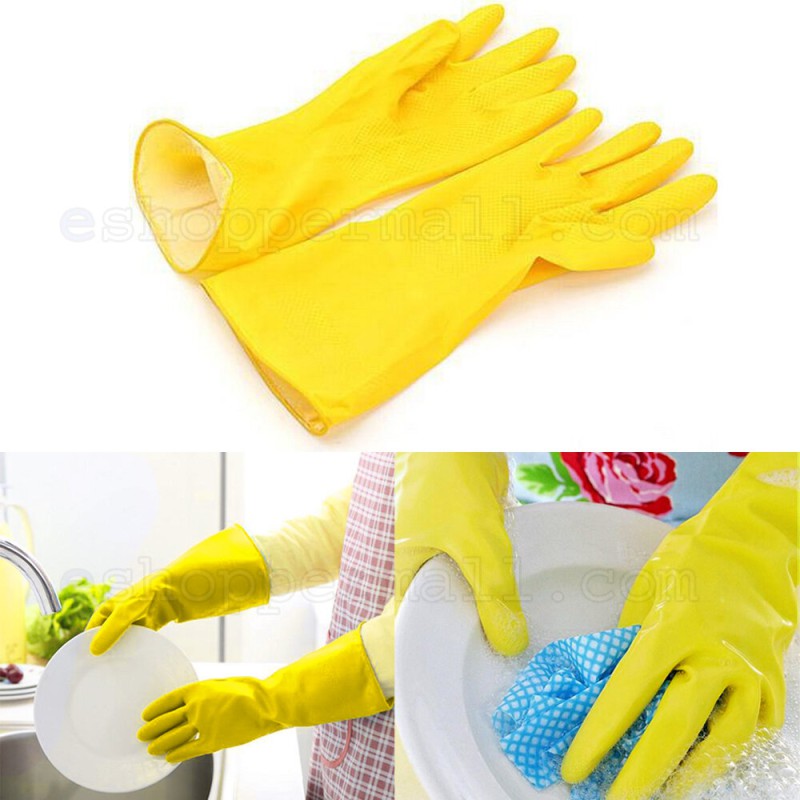 Picture of Silicone Durable and Flexible Hand Kitchen Gloves - Yellow