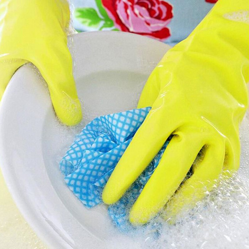 Picture of Silicone Durable and Flexible Hand Kitchen Gloves - Yellow