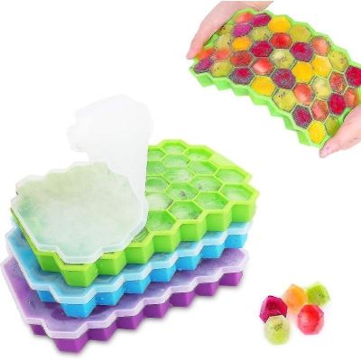 Picture of Silicone Ice Cube Tray 37 Cavity Ice-Making Box-Premium Ice Maker molds - Multicolor