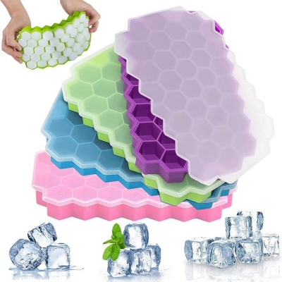 Picture of Silicone Ice Cube Tray 37 Cavity Ice-Making Box-Premium Ice Maker molds - Multicolor