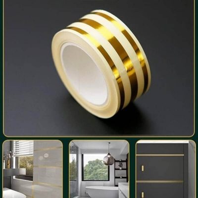 Picture of 1 Roll New 5M Self-Adhesive Tile Stickers Tape Floor Waterproof Wall Gap Sealing Strip Tile Beauty Seam Sticker Home Decoration - Gold