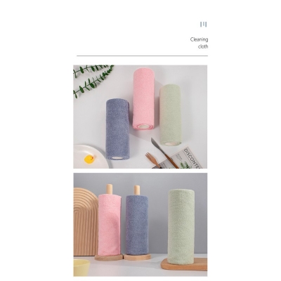 Picture of 1 Roll of 20 Sheets Reusable Cleaning Wipe Household Kitchen Cloth Microfiber Towel Rolls Dish Rags Wash Paper Towel Replacement - Multicolor
