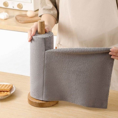 Picture of 1 Roll of 20 Sheets Reusable Cleaning Wipe Household Kitchen Cloth Microfiber Towel Rolls Dish Rags Wash Paper Towel Replacement - Multicolor