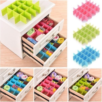 Picture of 6 X Adjustable Drawer Clapboard Partition Divider Cabinet DIY Storage Organizer - LARGE - Multicolor