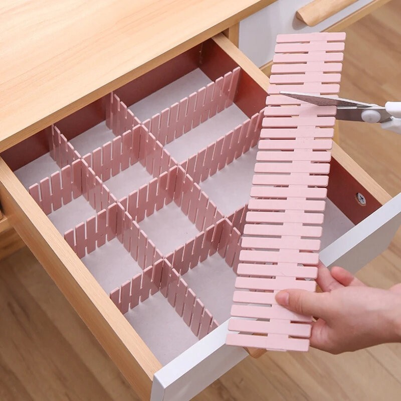 Picture of 6 X Adjustable Drawer Clapboard Partition Divider Cabinet DIY Storage Organizer - LARGE - Multicolor