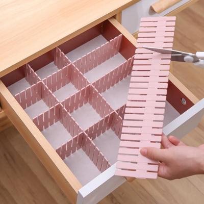 Picture of 6 X Adjustable Drawer Clapboard Partition Divider Cabinet DIY Storage Organizer - LARGE - Multicolor
