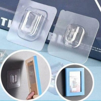 Picture of 2Pair Double Sided Wall Adhesive Hook Socket2 Pair Double Sided Wall Adhesive Hook Socket Holder Cable Storage Plug Fixing Organize Seamless Waterproof Reusable Holder. - White