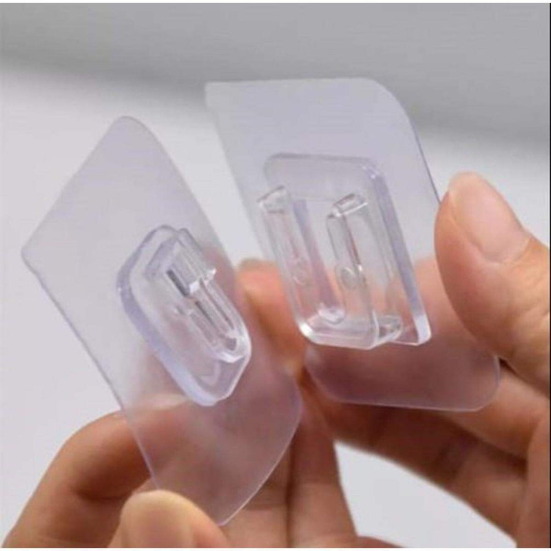 Picture of 2Pair Double Sided Wall Adhesive Hook Socket2 Pair Double Sided Wall Adhesive Hook Socket Holder Cable Storage Plug Fixing Organize Seamless Waterproof Reusable Holder. - White