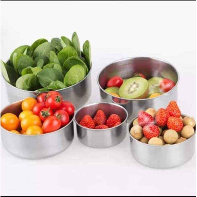 Picture of Stainless Steel Food Box 5 Pieces With Food Grade Plastic Cover - Tiffin Box For Office - Multicolor