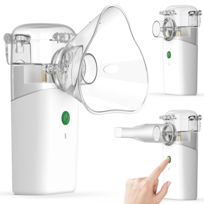 Picture of Mesh Nebulizer Portable Machine for Kids & Adults – Rechargeable Handheld Nebulizer with 3 Modes, 2 Masks & Mouthpiece for Home and Travel - Grey