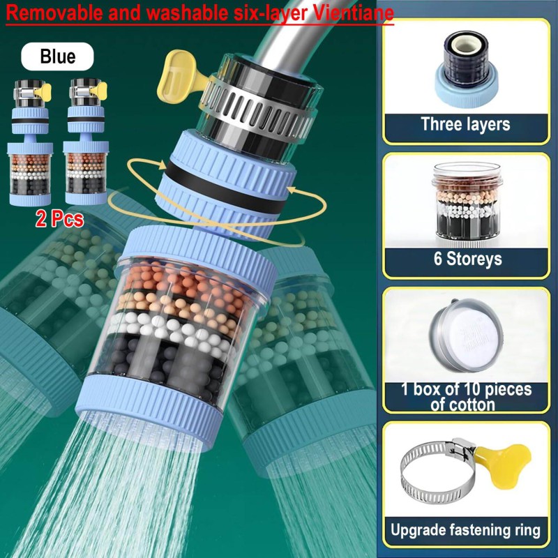 Picture of Universal Shower Faucet 6 Layers Faucet Water Filter Tap Purifier Splash-proof Water Saving Bubbler for Bathroom Home Kitchen_Best Rate - Grey