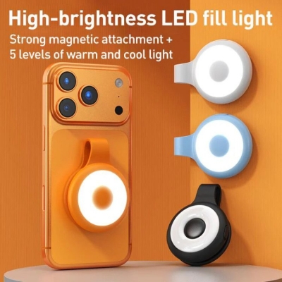 Picture of Mini Magnetic Silicone Fill Light with Suction | Portable LED Ring Light for Mobile Phones | Soft Lighting for iPhone Photos & Videos - Multicolor