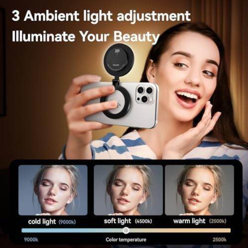 Picture of Mini Magnetic Silicone Fill Light with Suction | Portable LED Ring Light for Mobile Phones | Soft Lighting for iPhone Photos & Videos - Multicolor