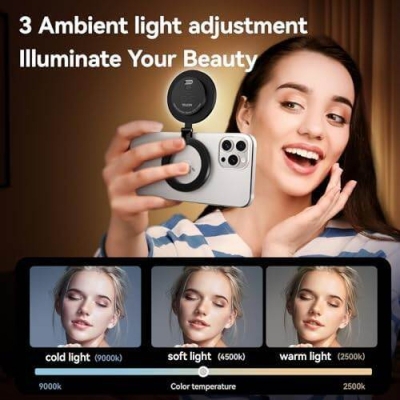 Picture of Mini Magnetic Silicone Fill Light with Suction | Portable LED Ring Light for Mobile Phones | Soft Lighting for iPhone Photos & Videos - Multicolor