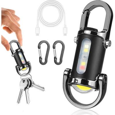 Picture of Glimmer 7-Mode USB Rechargeable Keychain Flashlight – 300LM Emergency & Work Light for Camping, Hiking, Outdoor Use - Multicolor