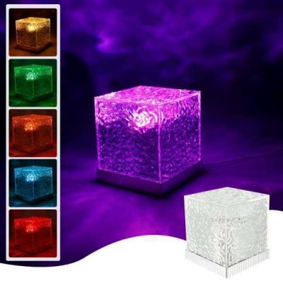 Picture of GC Dynamic Rotating Water Ripple Night Light, 16-Color Lighting Aesthetic Atmosphere Projector Lamp With Remote Control Function 3W Square For Photography Study Living Room Decoration - Multicolor
