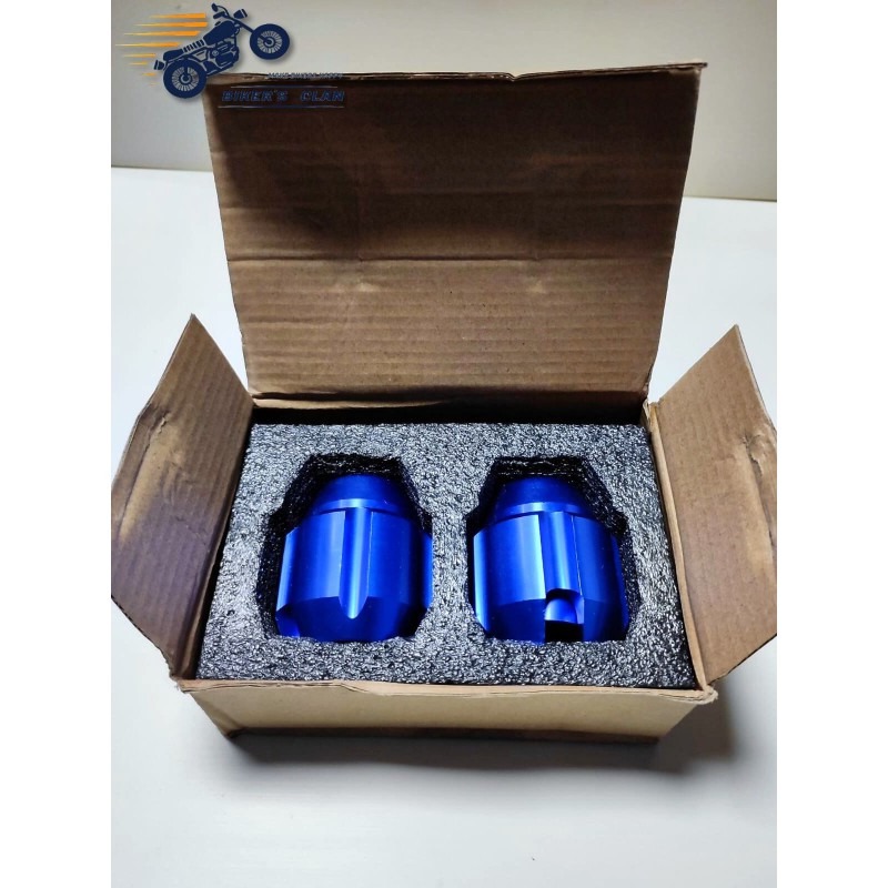 Picture of Aluminum Bumper Gutli Slide Cover for Motorcycle Bumper Cap- Blue - Bikers Clan
