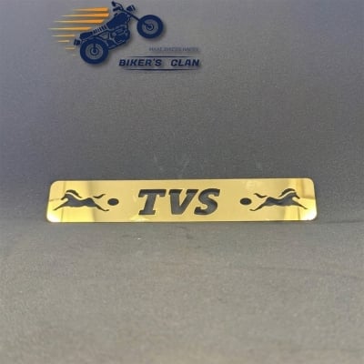 Picture of Motorcycle Name Plate Metal Bike Number Plate Stainless Steel Bike Logo Plate – TVS - Bikers Clan