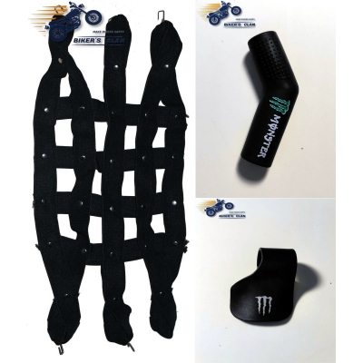 Picture of Motorcycle Seat Net Cover | Throttle Accelerator Clip | Gear Shifter Shoe Protectors Package