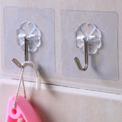 Picture of Strong Transparent Suction Cup Sucker Wall Hooks Hanger for Kitchen Bathroom (5 pcs)  