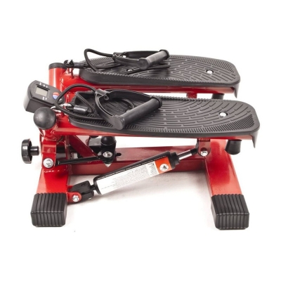 Picture of Twist Stepper Exercise Stepper Machine Legs Arms Thigh Toner Toning Machine Workout Training Fitness Stair Steps with Digital Display and Ropes Red 