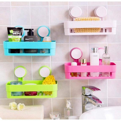 Picture of Strength Sucker Bathroom Shelves Shampoo Holder Strength Corner Sucker Toothpaste Toothbrush Storage Rack Multicolor 