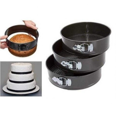 Picture of Baking Pans 3Pcs set Metal Cake Baking Pan Round Shaped Non Stick Oven Baking Tray Cake Mold Bake ware Baking Tools Black 