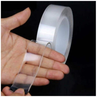 Picture of Nano Magic Double Side Adhesive Tape 2CM (5 meter)- Re-usable Clear, Waterproof Anti-Slip Traceless Sticky Gel Pad Strips Grip for Car, Home, Office Supplies  