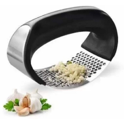 Picture of Garlic Crusher Squeezer Slicer Stainless Steel Garlic Press Black 