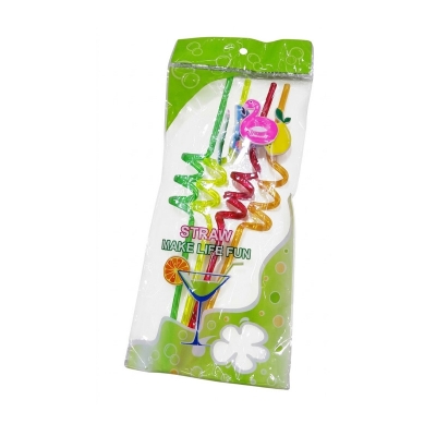 Picture of Pack of 4 Spiral shaped straws for kids/boutique straws Multicolor 
