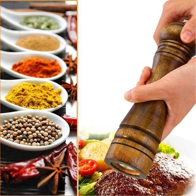 Picture of Wooden Pepper Grinder Manual Salt Spice Corn Mill Grinder Home Kitchen Tool  