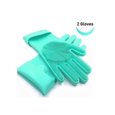 Picture of Cleaning Gloves Silicon Soft For Use Kitchen & Multi Task Green 