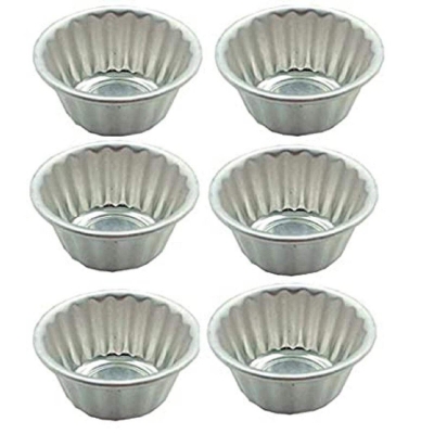 Picture of Aluminium Bowl Shape Mini Molds Baking Mold Cake/Pudding/Jelly Cup for Oven - 6ps Silver 