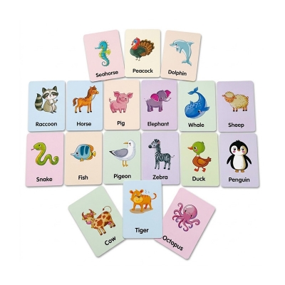 Picture of Cute flash cards with animal pictures for kids- 36 Pcs Multicolor 