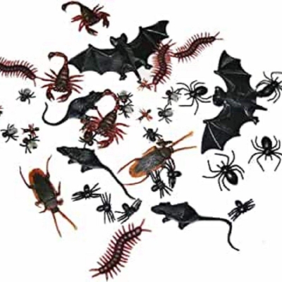 Picture of Plastic Realistic Bugs, Spider Bat Cockroach Insect Toys for Halloween Party (3+ age) Multicolor 