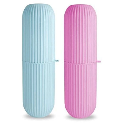Picture of Capsule Shape Travel Toothbrush Toothpaste Case Holder Portable Toothbrush Storage Plastic Toothbrush Holder , 2pcs Multicolor 